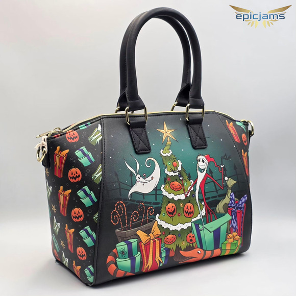 Loungefly Disney Nightmare Before Christmas Sandy Claws Zero Black Satchel Bag - Picture 3 of 7